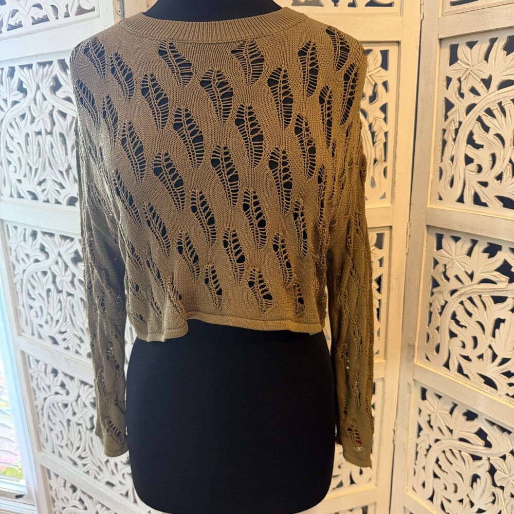 Knit Mod on Trend Cropped Sweater Sage Leaf size Small Med